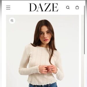 WAVERLY POINTELLE CREWNECK TEE in banana cream 100% cotton